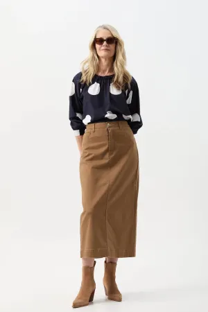 Straight Skirt With Back Split - Tobacco