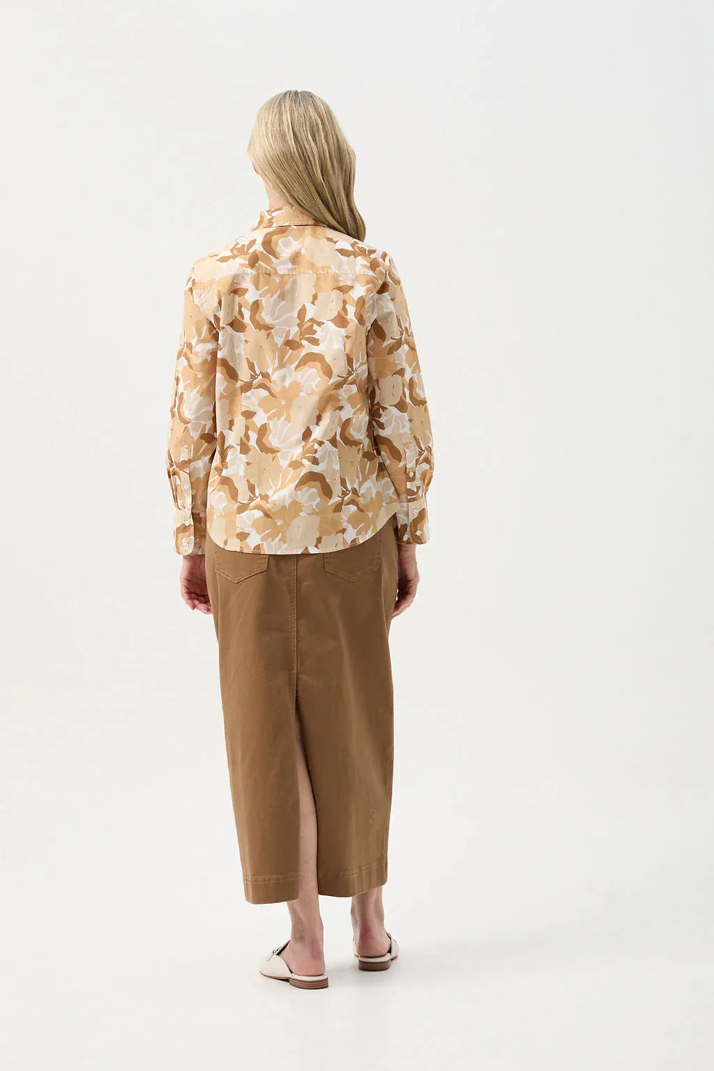 Straight Skirt With Back Split - Tobacco