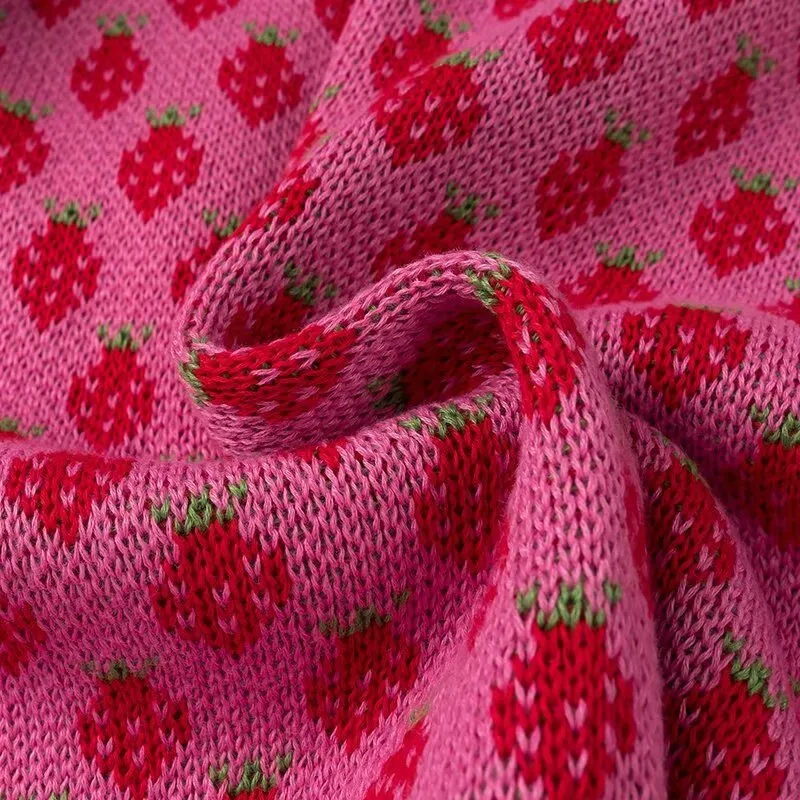 Strawberry Print Long Sleeve Sweater