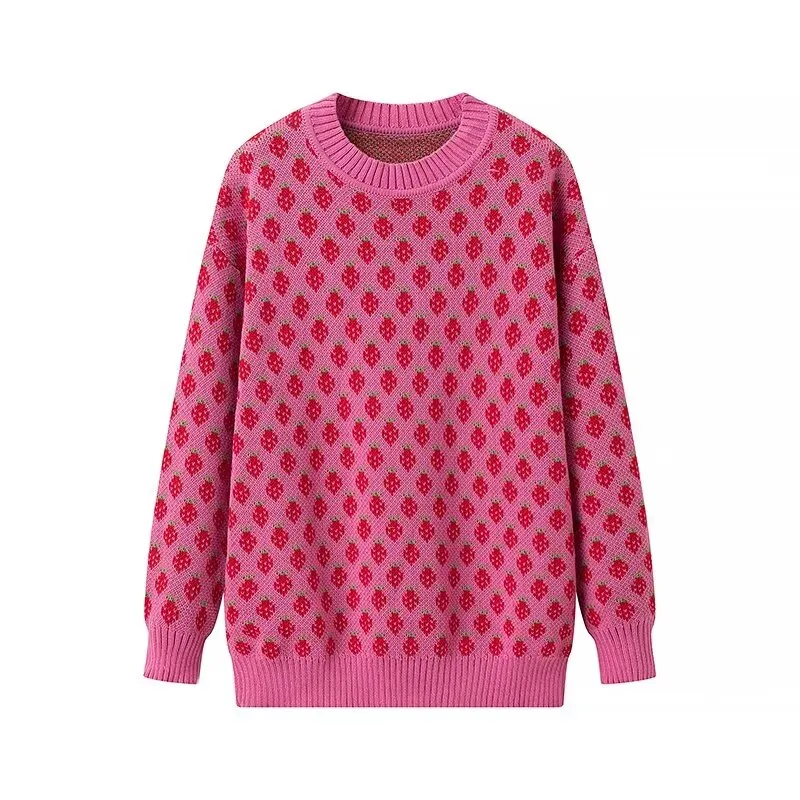 Strawberry Print Long Sleeve Sweater