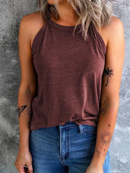 Stunncal Solid Crewneck Summer Cami Top(6 colors)