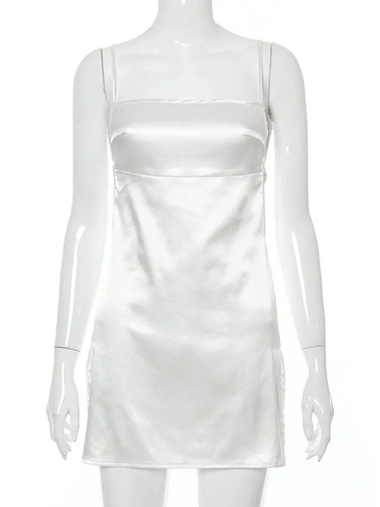 Summer  Bodycon White  Red Y2k High Split Mini Bandage Dress  Women