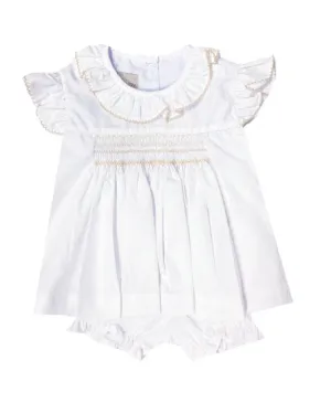Sweet Baby Smocked Ecru Popover Set