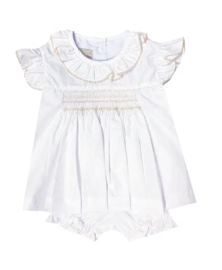 Sweet Baby Smocked Ecru Popover Set