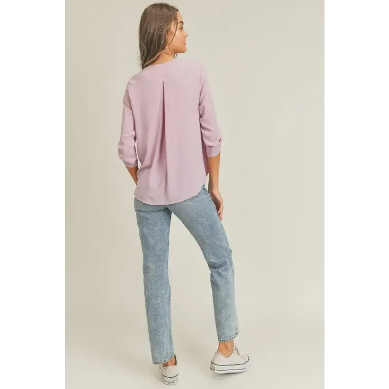 Tab Sleeve Surplice Top