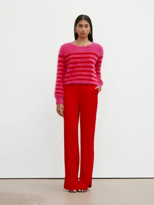 Tara Cashmere Stripe Knit - MAGENTA