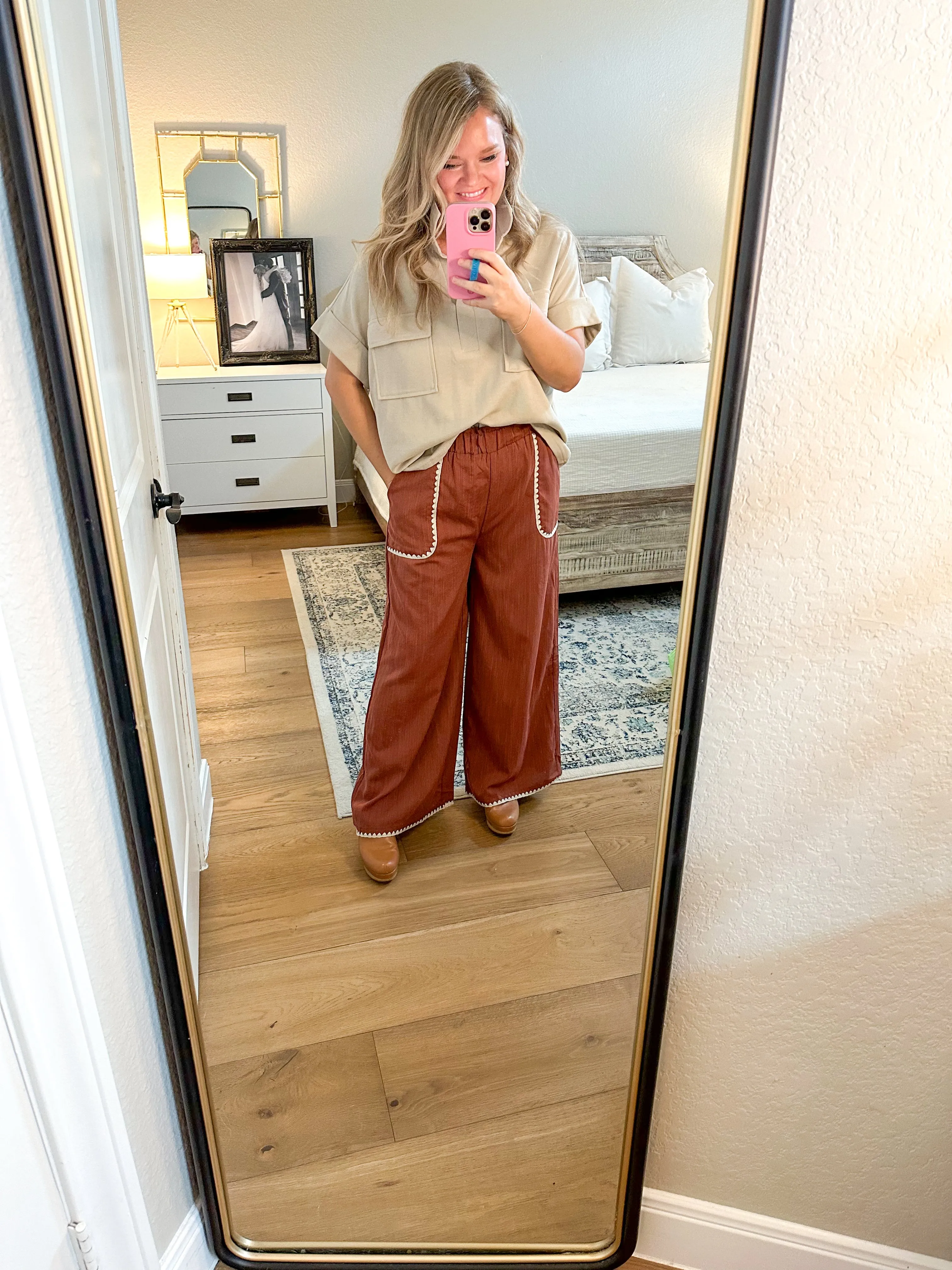 Taupe Relaxed Collar Top
