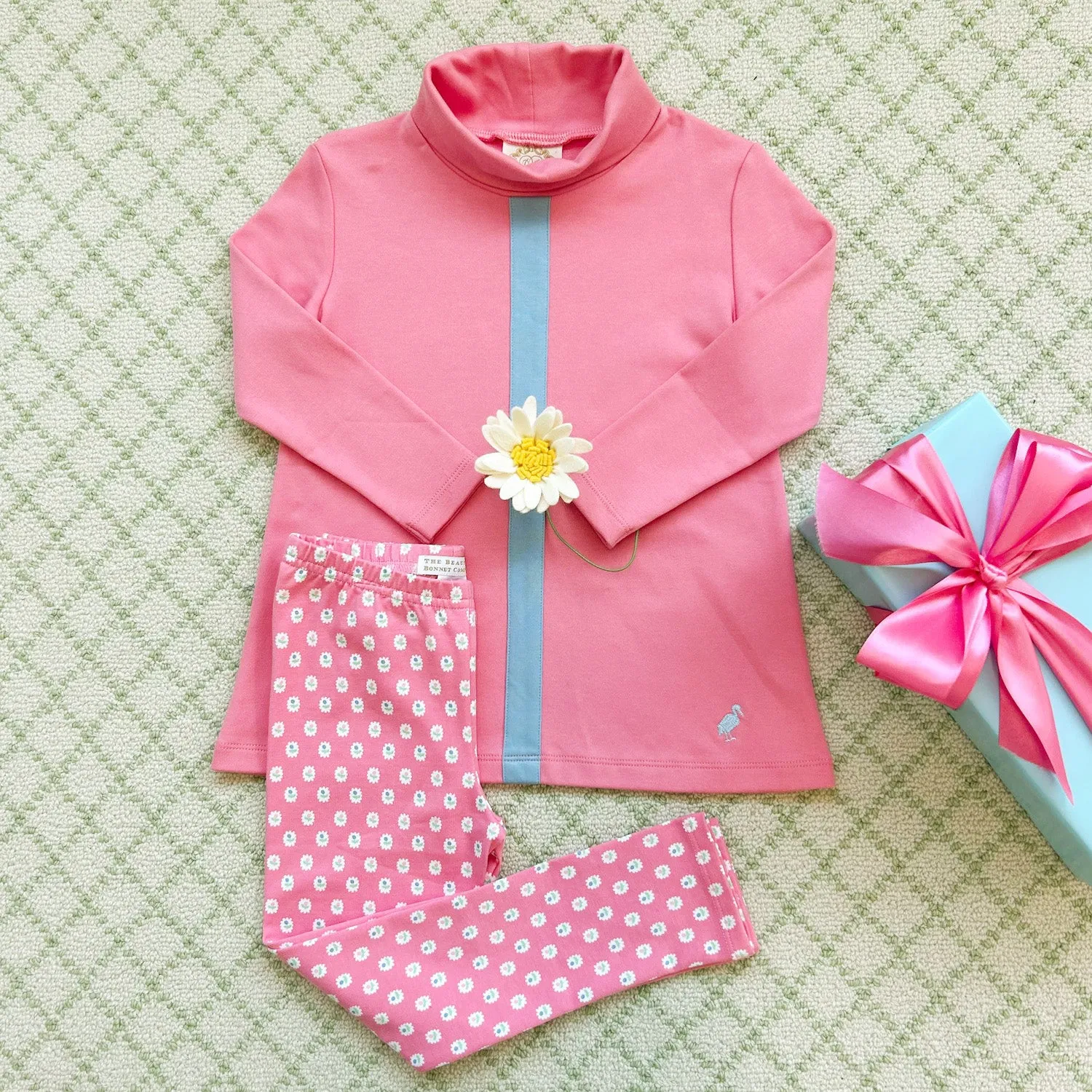Tenley Tunic - Romany Rose with Barrington Blue Stripe & Stork
