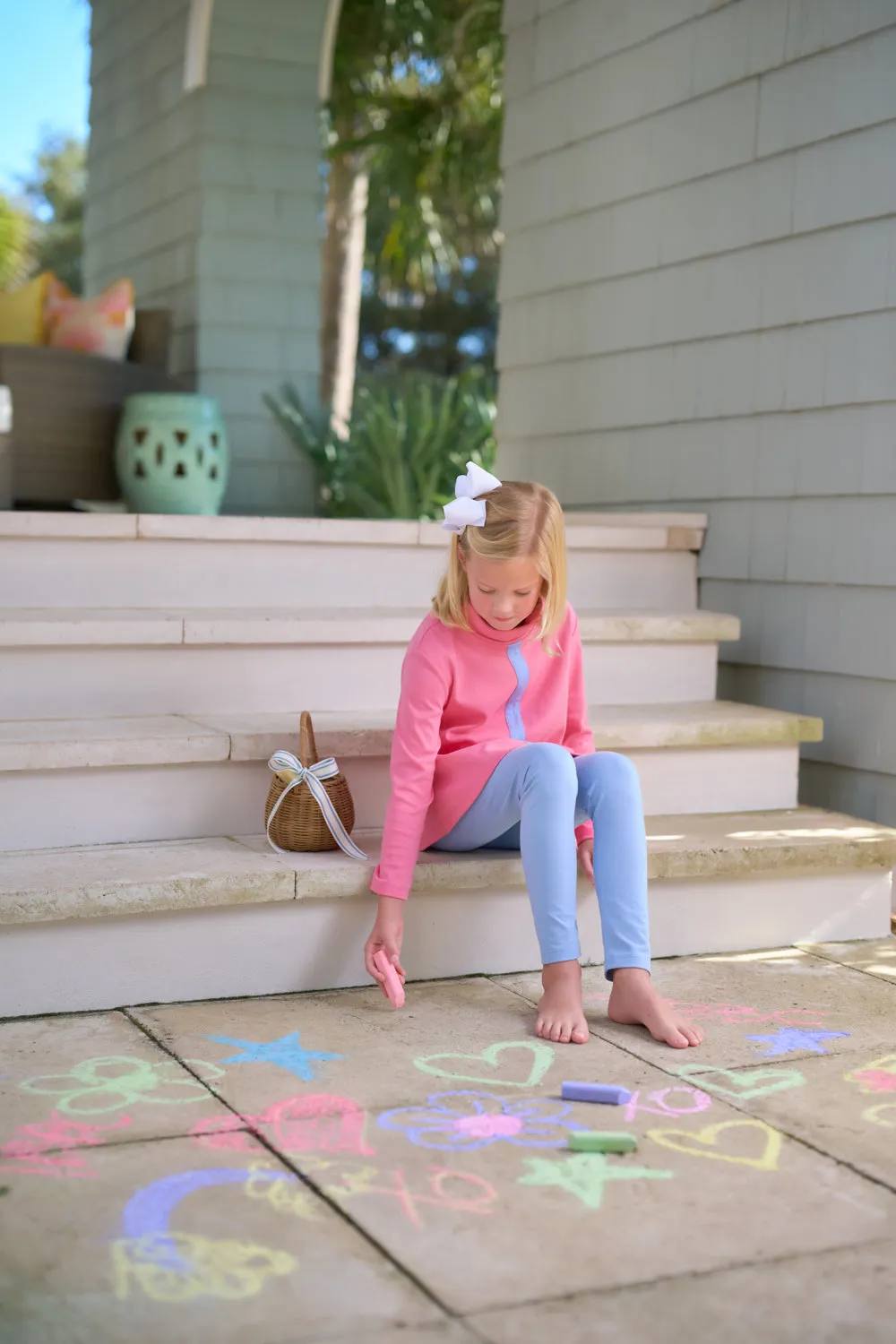 Tenley Tunic - Romany Rose with Barrington Blue Stripe & Stork