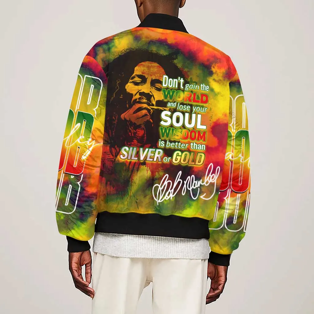 The Legend of Reggae One Love Sleeve Zip Bomber Jacket Bob Colorful Art DT02
