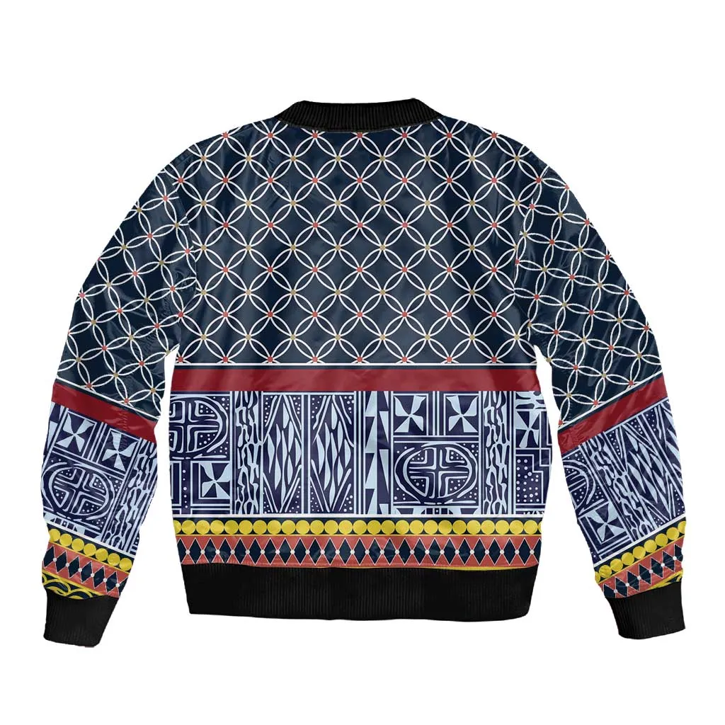 Toghu Bamenda Sleeve Zip Bomber Jacket Cameroon Traditional Pattern LT15