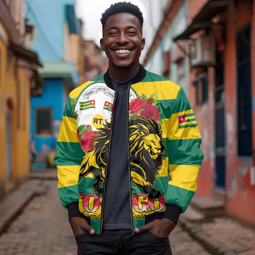Togo Independence Day Bomber Jacket Lion With Rosa Flag Style LT01