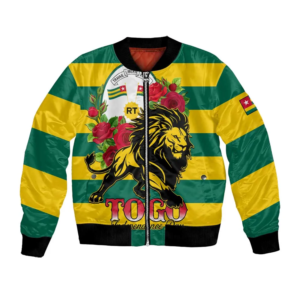 Togo Independence Day Bomber Jacket Lion With Rosa Flag Style LT01