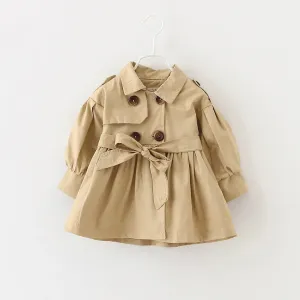 Trench Coat For Girl Children's Spring Cute Long Jacket Kids Khaki Casual Outerwear Baby Khaki Fashion Windbreaker