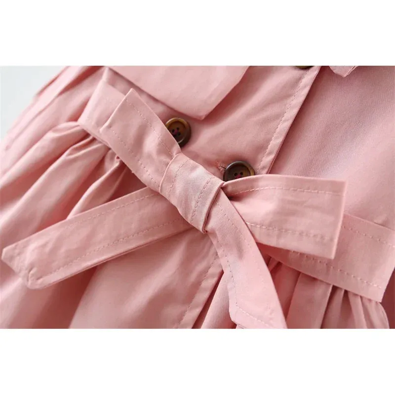 Trench Coat For Girl Children's Spring Cute Long Jacket Kids Khaki Casual Outerwear Baby Khaki Fashion Windbreaker