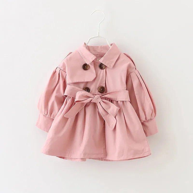 Trench Coat For Girl Children's Spring Cute Long Jacket Kids Khaki Casual Outerwear Baby Khaki Fashion Windbreaker