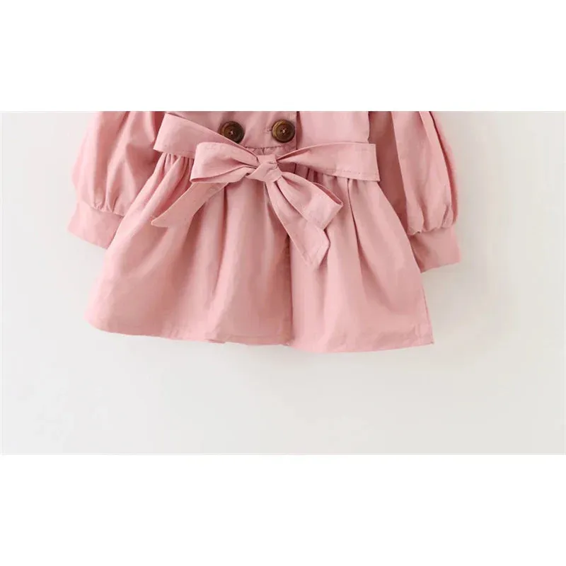 Trench Coat For Girl Children's Spring Cute Long Jacket Kids Khaki Casual Outerwear Baby Khaki Fashion Windbreaker