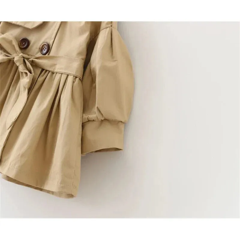 Trench Coat For Girl Children's Spring Cute Long Jacket Kids Khaki Casual Outerwear Baby Khaki Fashion Windbreaker
