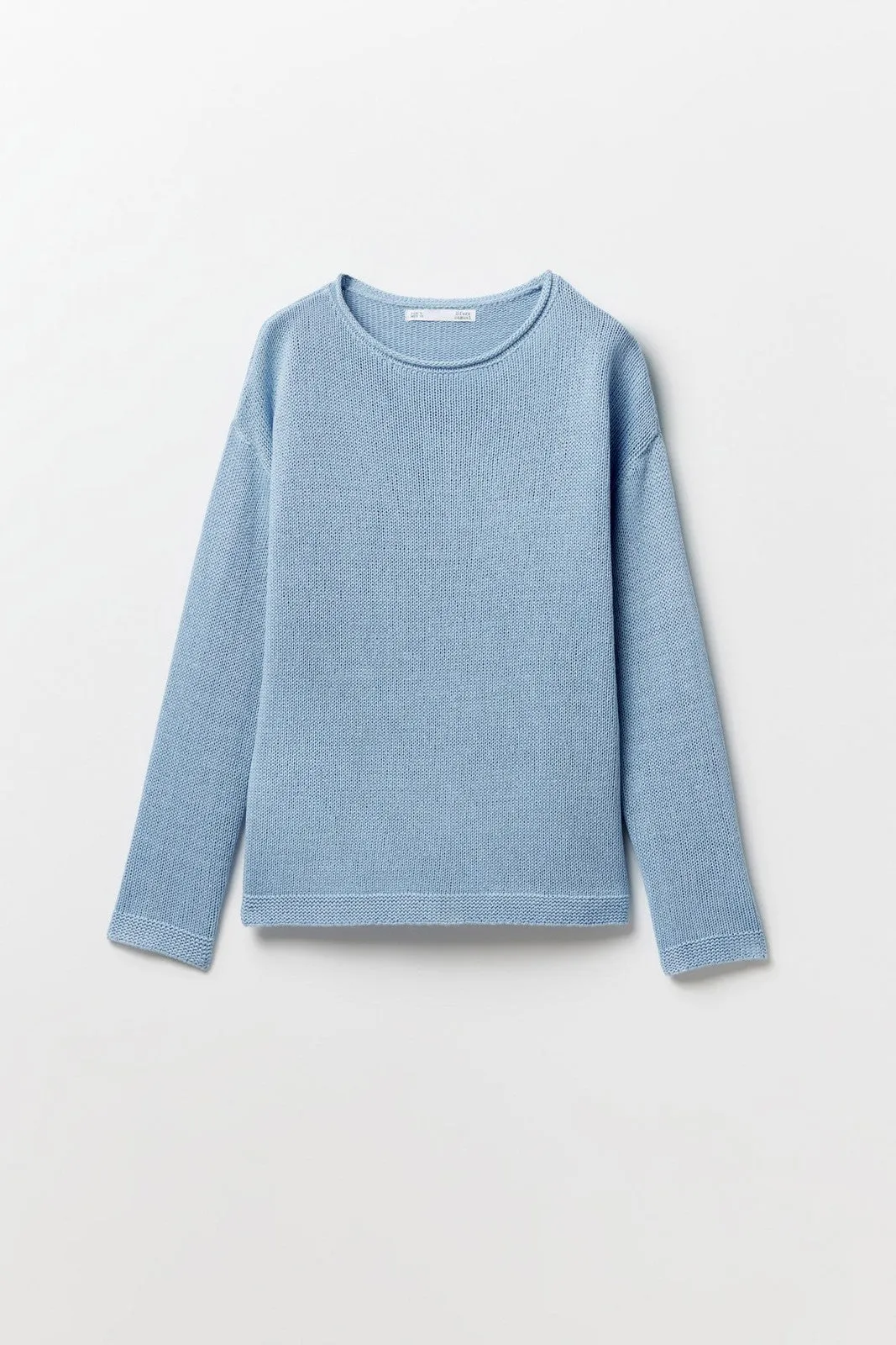 Trim detail plain sweater - Blue