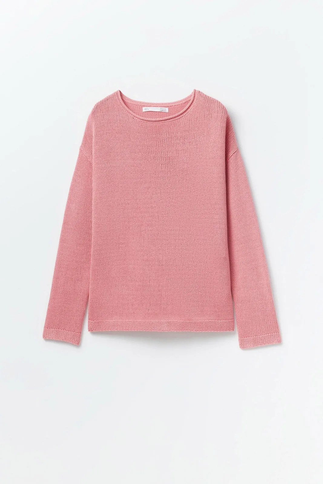 Trim detail plain sweater - Pink
