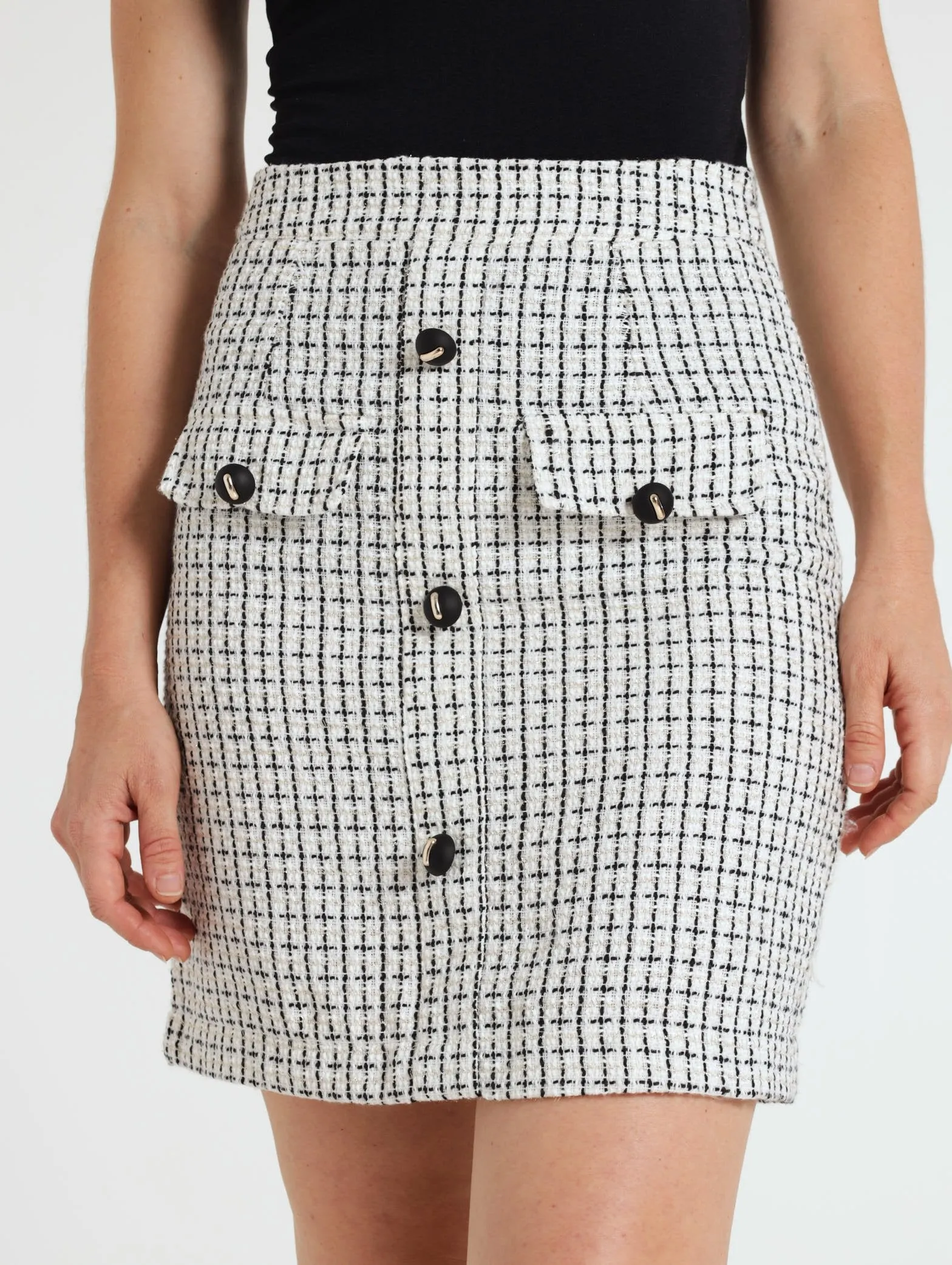 Tweed Pencil Skirt - Cream