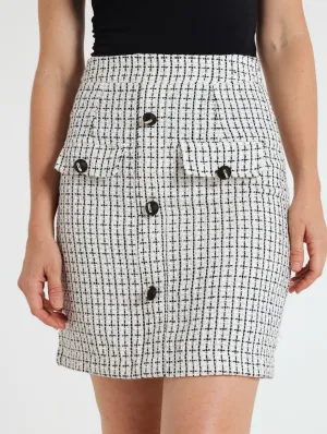 Tweed Pencil Skirt - Cream