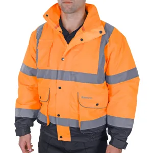 Two-tone Hi-vis Constructor Bomber Jacket - Orange/Navy Blue