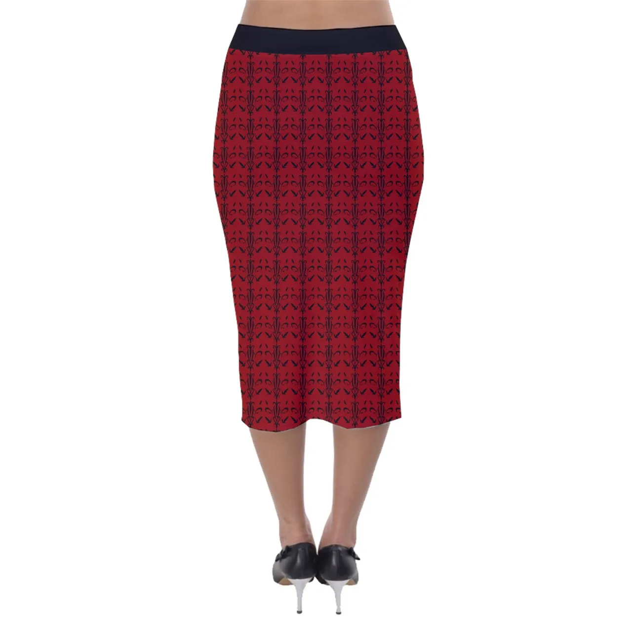 Vamplilly Velvet Midi Pencil Skirt