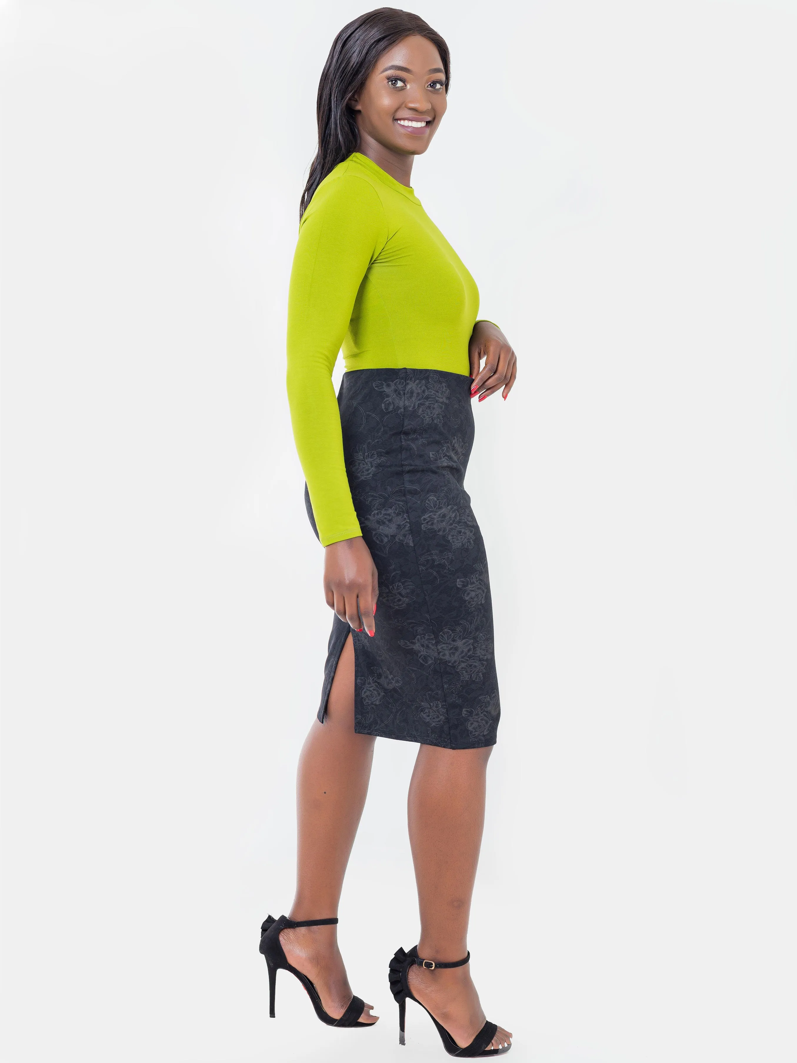 Vivo Flora Pencil Skirt - Black