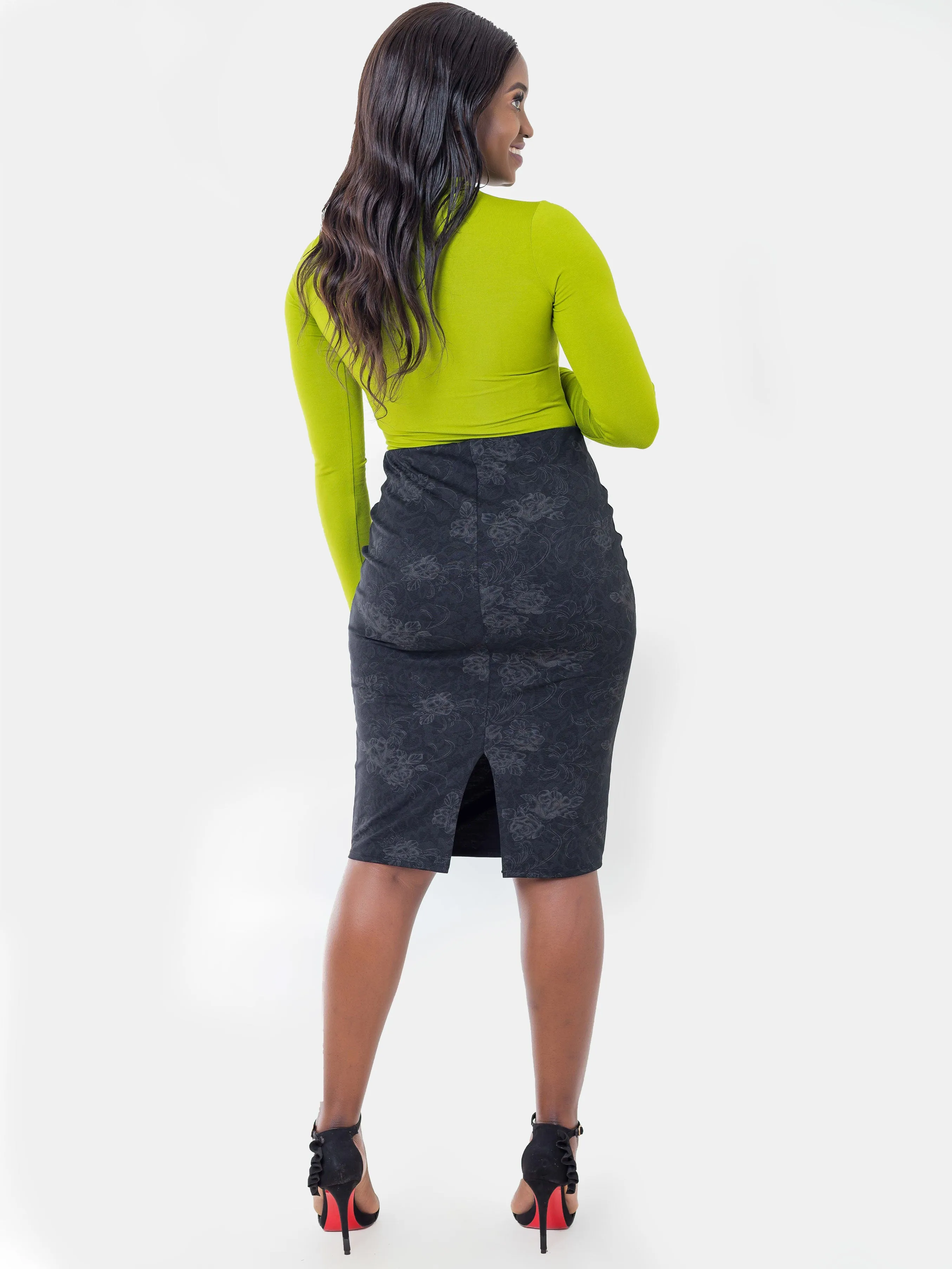 Vivo Flora Pencil Skirt - Black