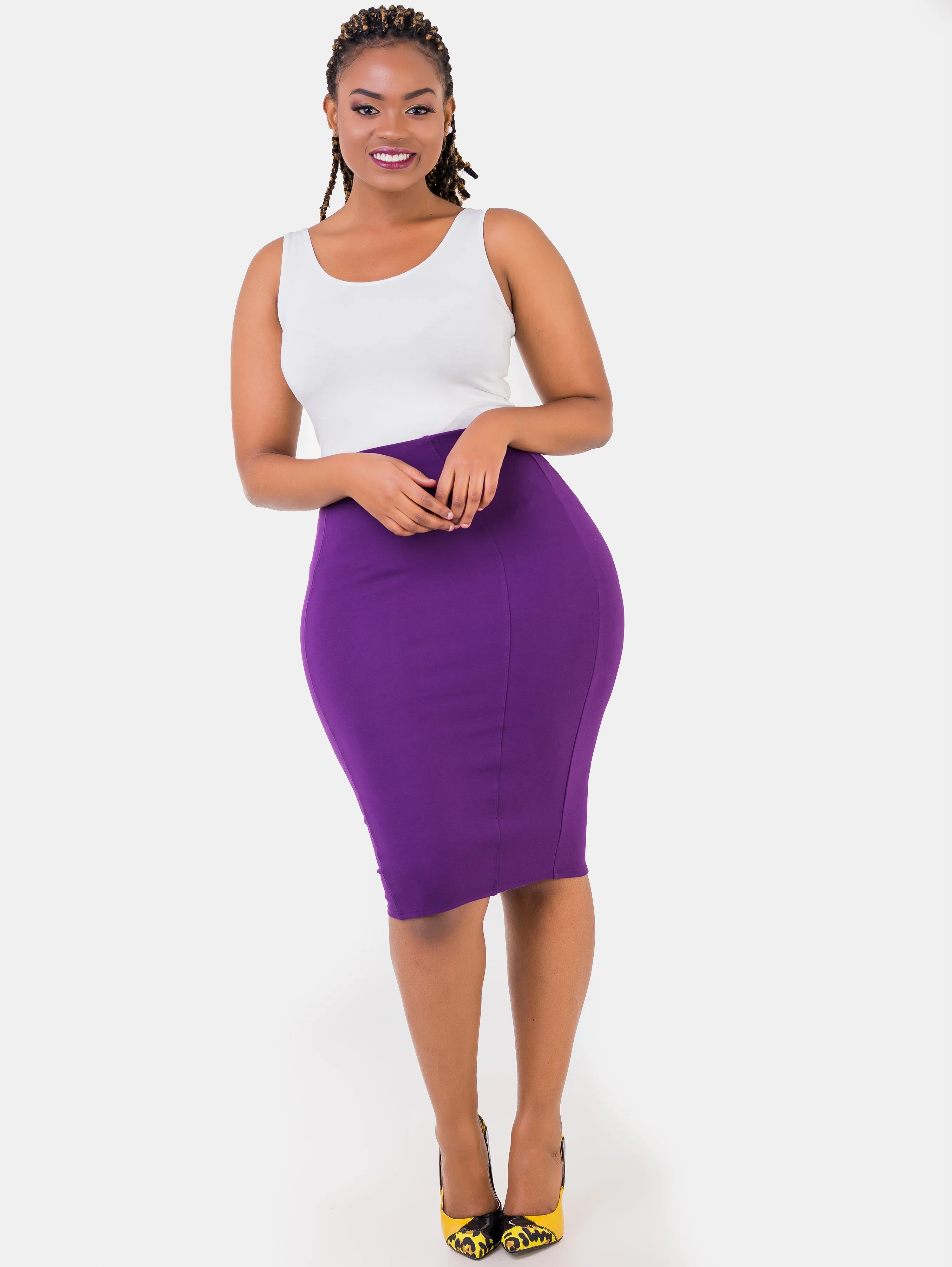 Vivo Panelled Pencil Skirt - Purple