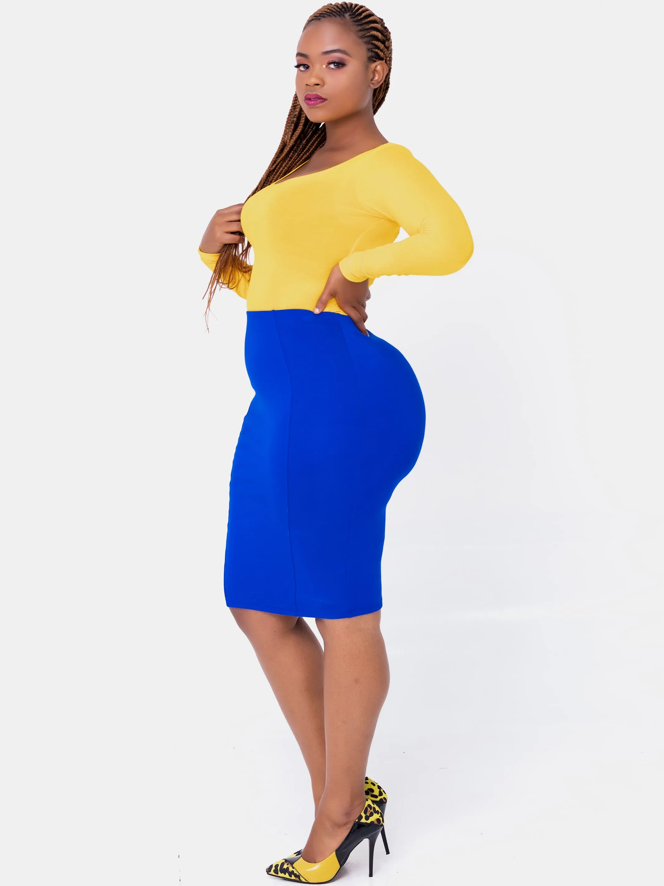 Vivo Panelled Pencil Skirt - Royal Blue