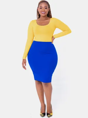 Vivo Panelled Pencil Skirt - Royal Blue
