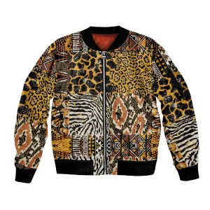 Wild Animal Skins Sleeve Zip Bomber Jacket African Tribal Pattern LT15
