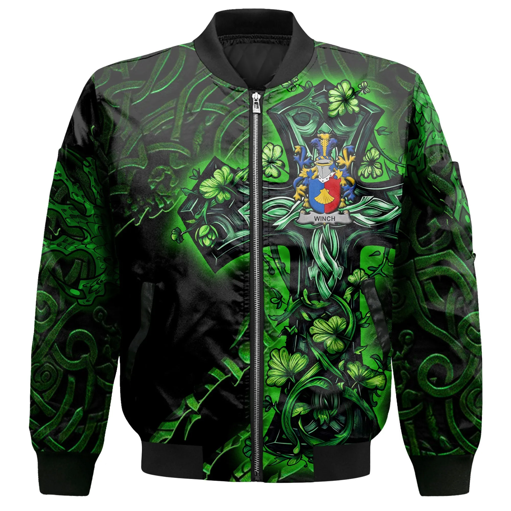 Winch Bomber Jackets Celtic Cross And Dragon Style