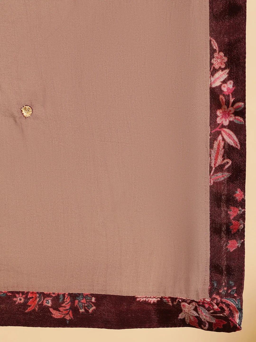 Wine Ethnic Printed Zardozi Anarkali With Churidar And Dupatta