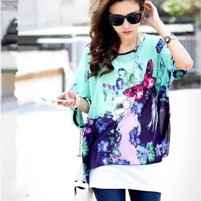 Women Blouses Plus Size Women Clothing Blouse Shirt Woman Vintage Chiffon Shirts Tops