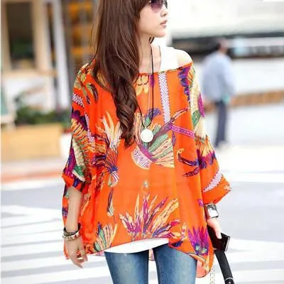 Women Blouses Plus Size Women Clothing Blouse Shirt Woman Vintage Chiffon Shirts Tops