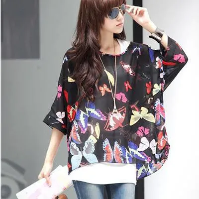 Women Blouses Plus Size Women Clothing Blouse Shirt Woman Vintage Chiffon Shirts Tops