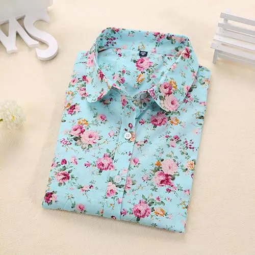 Women Blouses Turn Down Collar Floral Blouse Long Sleeve Shirt Women Women Tops And Blouses Fashion