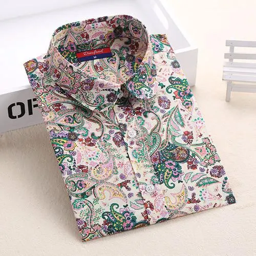 Women Blouses Turn Down Collar Floral Blouse Long Sleeve Shirt Women Women Tops And Blouses Fashion