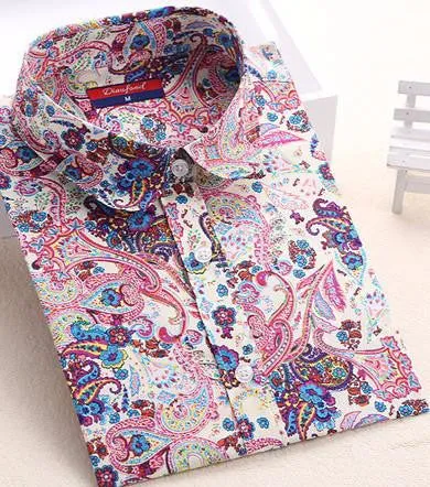 Women Blouses Turn Down Collar Floral Blouse Long Sleeve Shirt Women Women Tops And Blouses Fashion