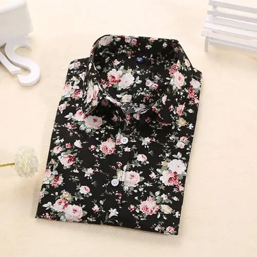 Women Blouses Turn Down Collar Floral Blouse Long Sleeve Shirt Women Women Tops And Blouses Fashion