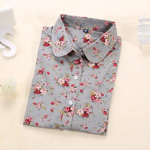 Women Blouses Turn Down Collar Floral Blouse Long Sleeve Shirt Women Women Tops And Blouses Fashion