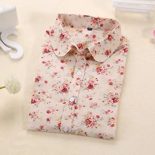 Women Blouses Turn Down Collar Floral Blouse Long Sleeve Shirt Women Women Tops And Blouses Fashion
