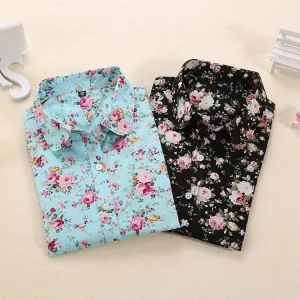 Women Blouses Turn Down Collar Floral Blouse Long Sleeve Shirt Women Women Tops And Blouses Fashion