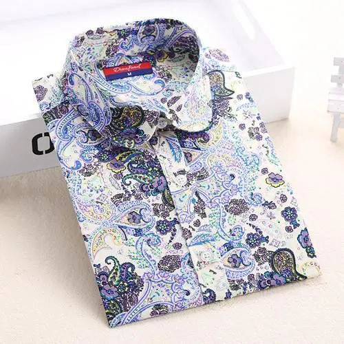 Women Blouses Turn Down Collar Floral Blouse Long Sleeve Shirt Women Women Tops And Blouses Fashion