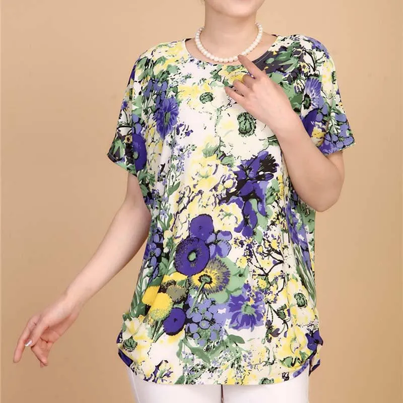 women casual blouses plus size short sleeve floral women blouses shirts