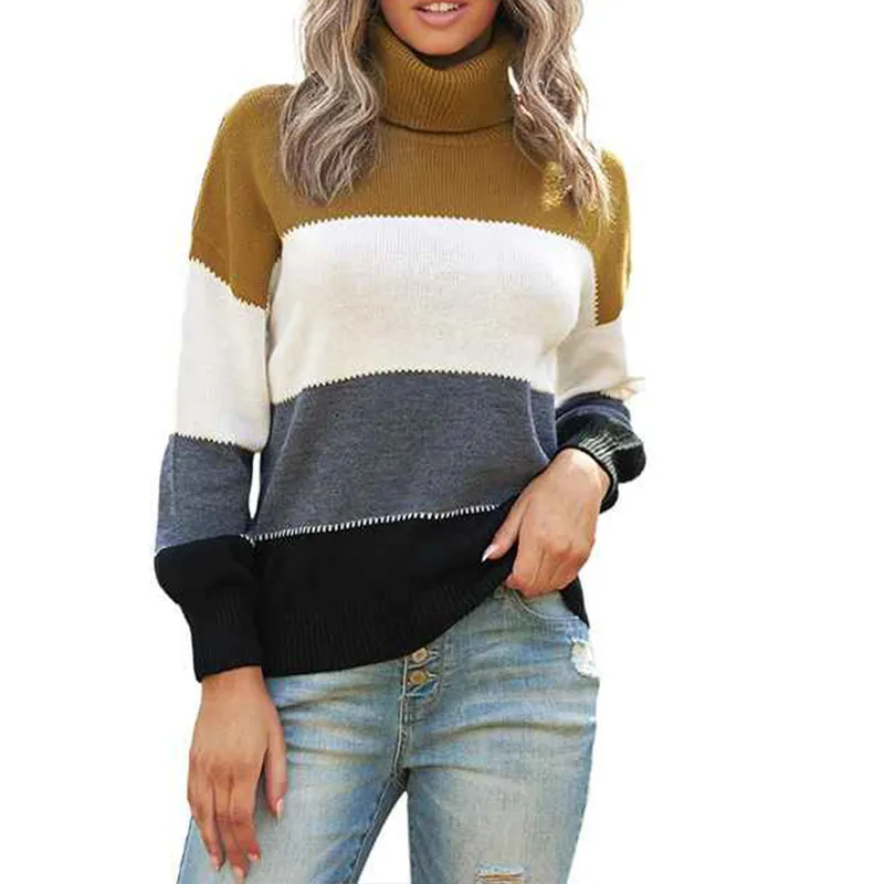 Women Casual Turtleneck Batwing Sleeve Slouchy Oversized Ribbed Knit Tunic Sweaters Pullover K186