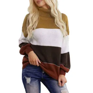 Women Casual Turtleneck Batwing Sleeve Slouchy Oversized Ribbed Knit Tunic Sweaters Pullover K186